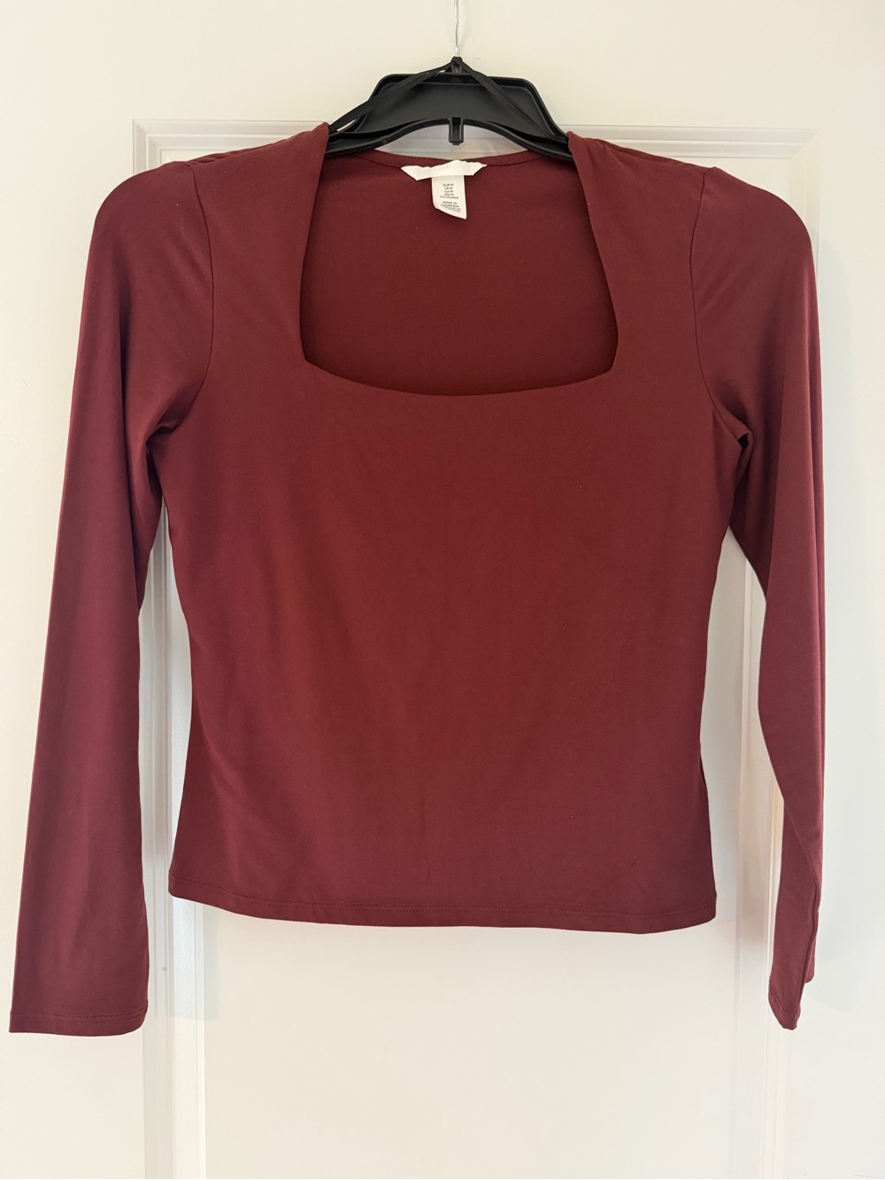 H & M Long Sleeve Square Neck Top - Wine